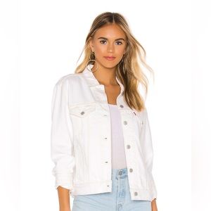 Revolve LEVI'S Ex-Boyfriend Trucker White Jean Denim Jacket - Clean Sweep - XS